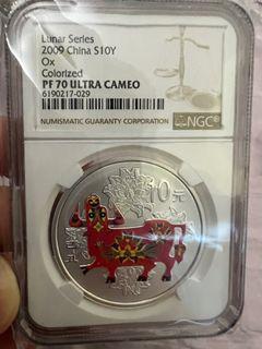 2009 China Ox 1oz Coin PF70