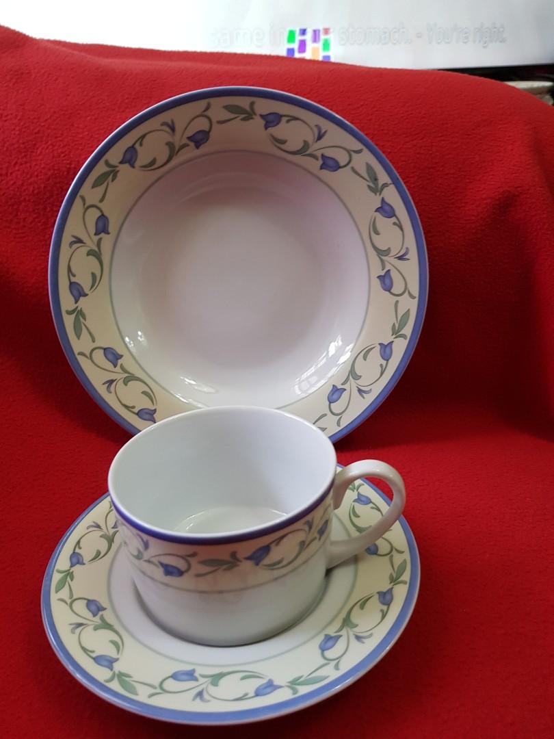3 pcs Johnson Brothers La Rochelle (Category: Dinnerware & Cutlery) located in Los Banos. Submitted by fab_minimalist (Listing ID 1190552588, Image 2). Description: 1 pc pasta plate 1 pc saucer 1 pc cup.