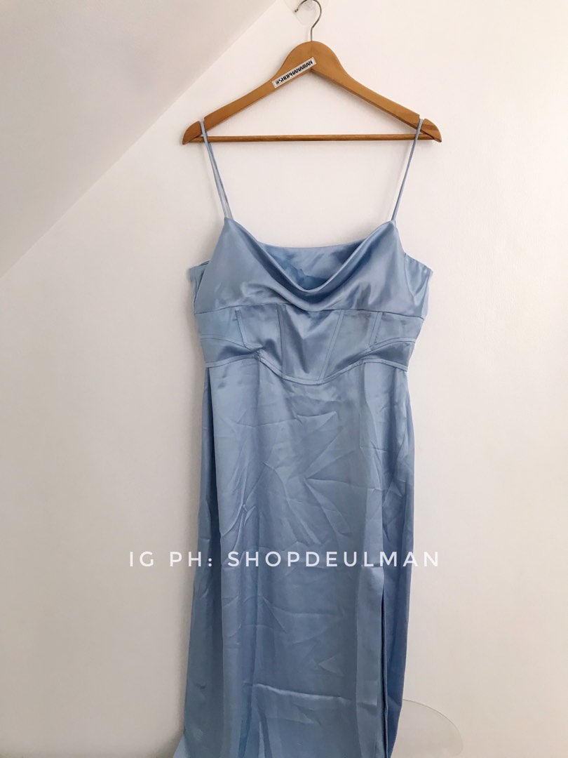 Zara blue cowl neck dress clearance