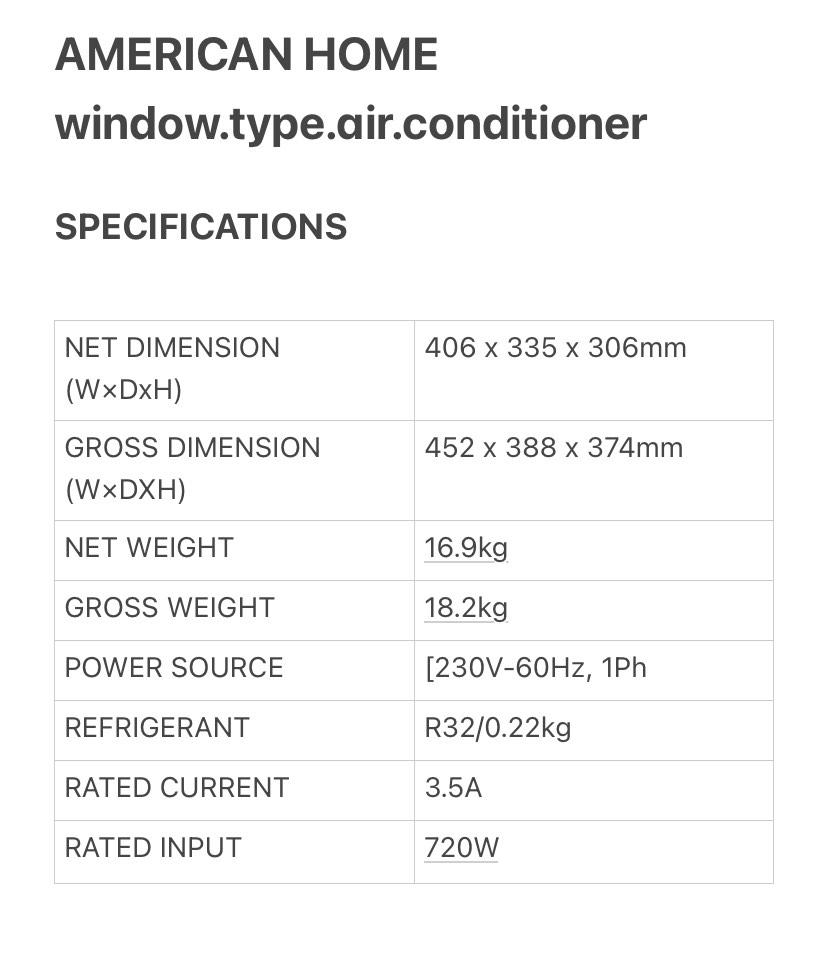 AMERICAN HOME window.type.air.conditioner, TV & Home Appliances, Air