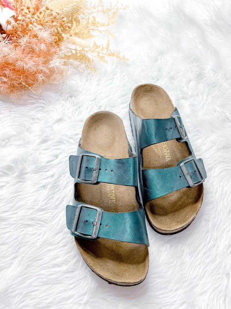 BIRKENSTOCK ARIZONA METALLIC AQUA BLUE Women s Fashion Footwear