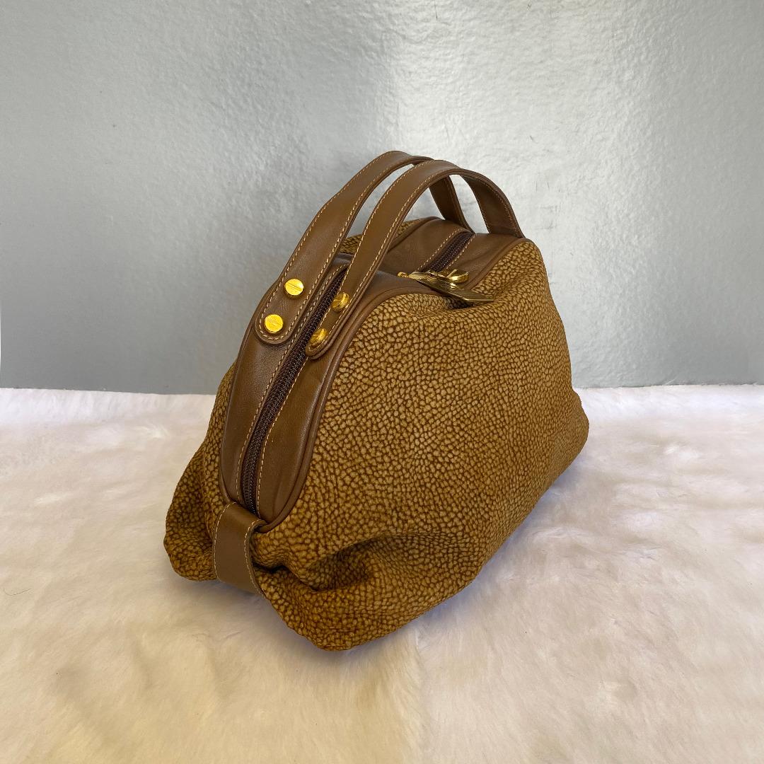 Sac Fourre-tout Vintage REDWALL BORBONESE En Cuir Et Toile - Italie, Occasion, Rabattable