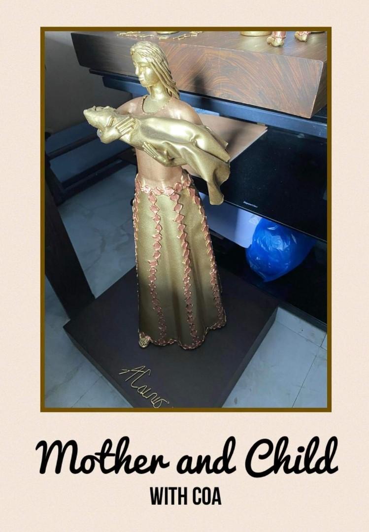 Brass MOTHER and CHILD SCULPTURE by ANGELITO CACNIO., Hobbies & Toys