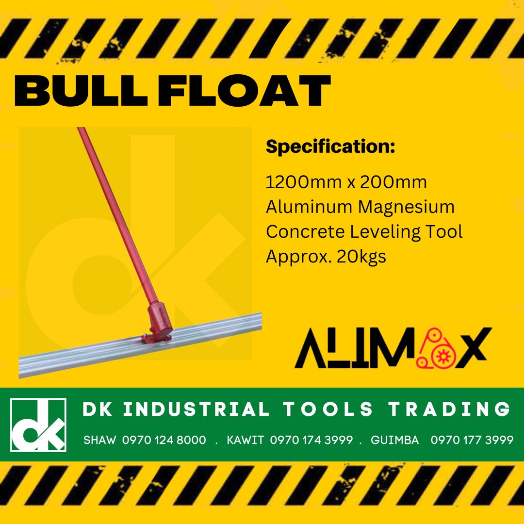 Bull Float Concrete Trowel Screeder Set aluminum mag 1200mm x 200mm