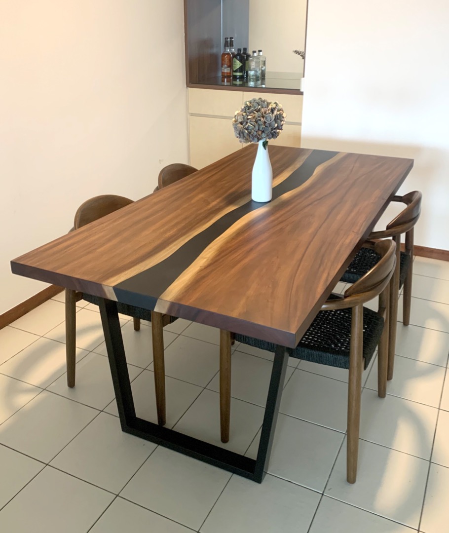 Cailen Mocha Live Edge Wood And Resin Dining Table 4 Javi