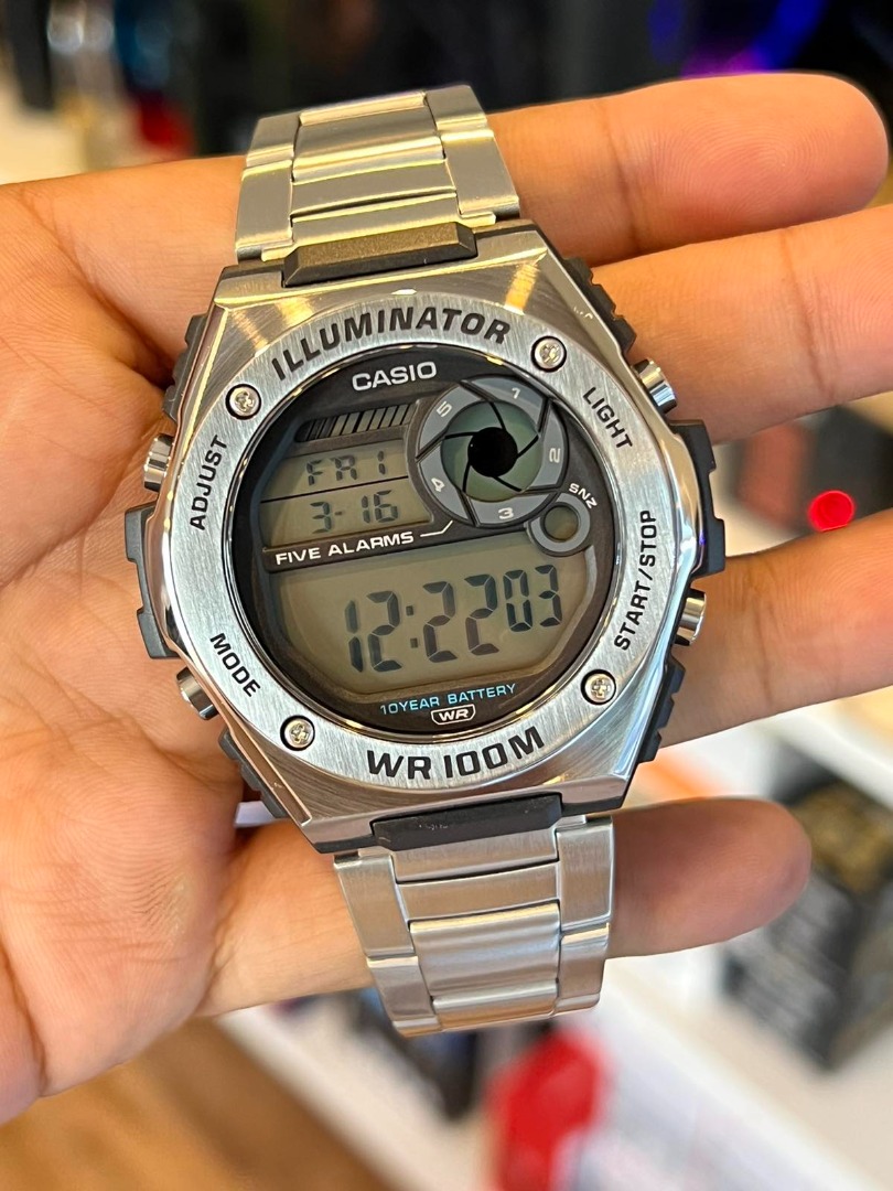 Casio digital stainless steel illuminator watch Clearance