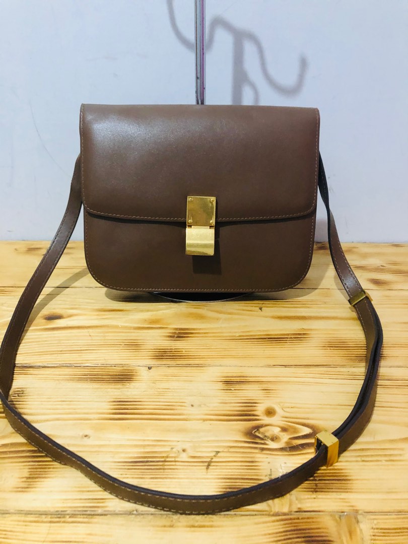 CELINE brown leather sling bag, Luxury, Bags & Wallets on Carousell