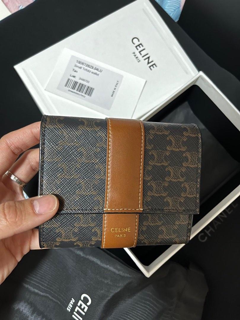Small Trifold wallet in Triomphe Canvas and Lambskin
