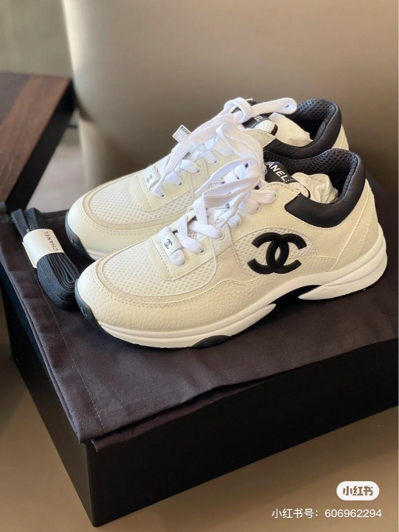 CHANEL Fabric Laminated Calfskin Stretch CC Sneakers 36.5