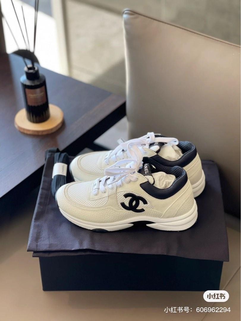 White and black chanel sneakers on sale