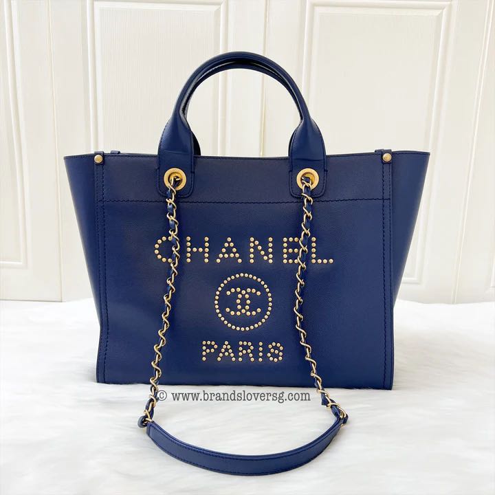 ✖️SOLD✖️ Chanel Small Deauville Tote in Navy Caviar and GHW