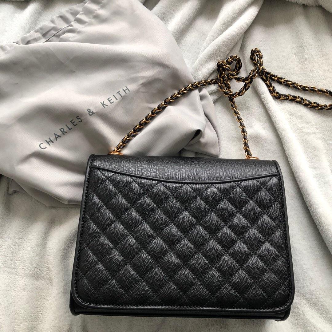 Charles and keith shop quilted sling bag