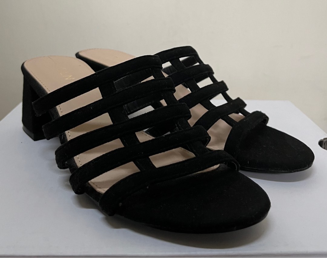 CLN 2 Inch Velvet Suede Mule Block Heeled Sandals, Women's Fashion ...