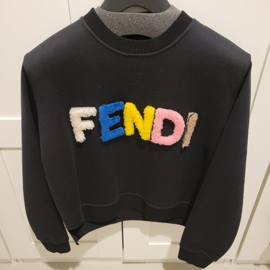 Fendi multicolor logo black sweatshirt Carousell