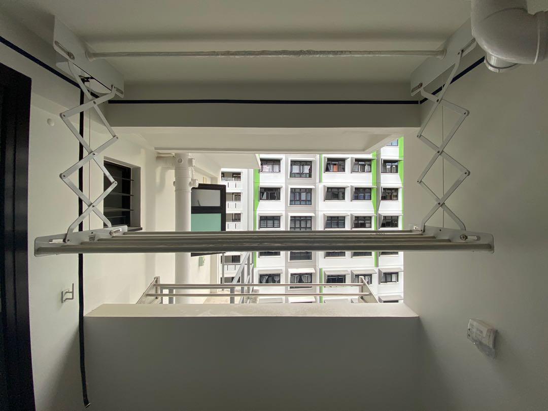 HDB BTO Ceiling Mounted Laundry Drying Rack manual pulley, Furniture
