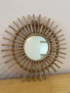 H&M Home Rattan Wooden Sun Mirror Wall Decor / Cermin Kayu Rotan Hiasan Dinding