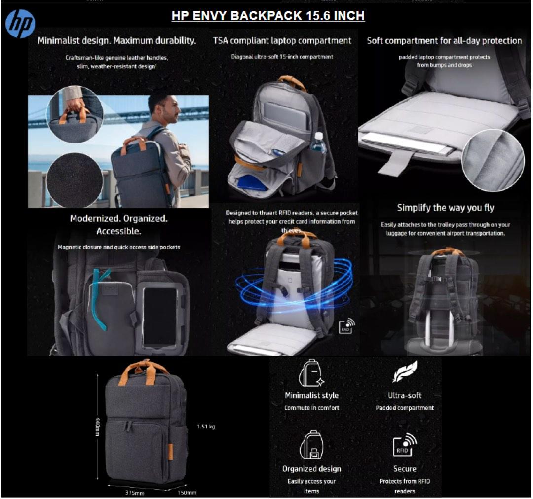 HP ENVY URBAN 15.6 inch Laptop Backpack, Computers & Tech, Parts ...