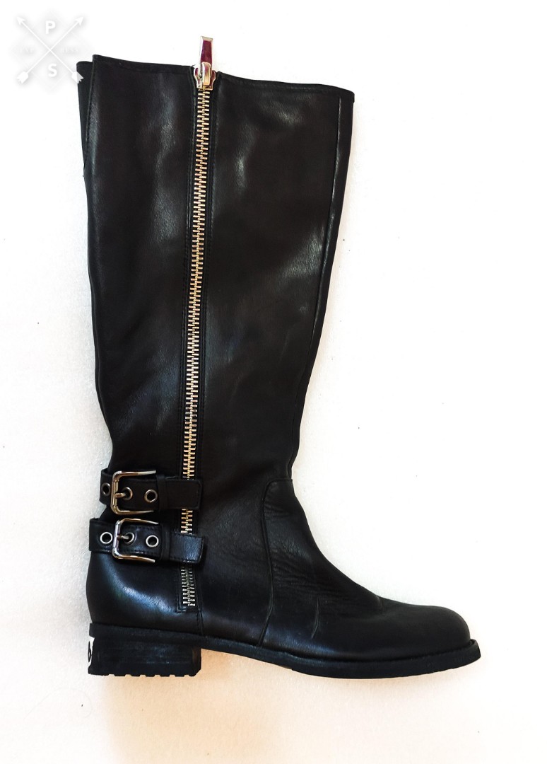 Hush puppies black leather below the knee boots, Women's Fashion ...