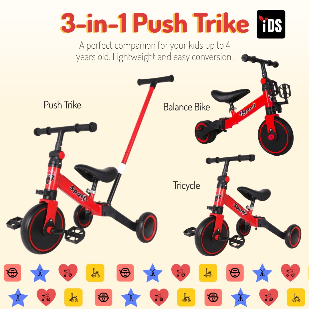 iDS Kids Bicycle 3 in 1 Baby Bike Baby Stroller Baby Tricycle