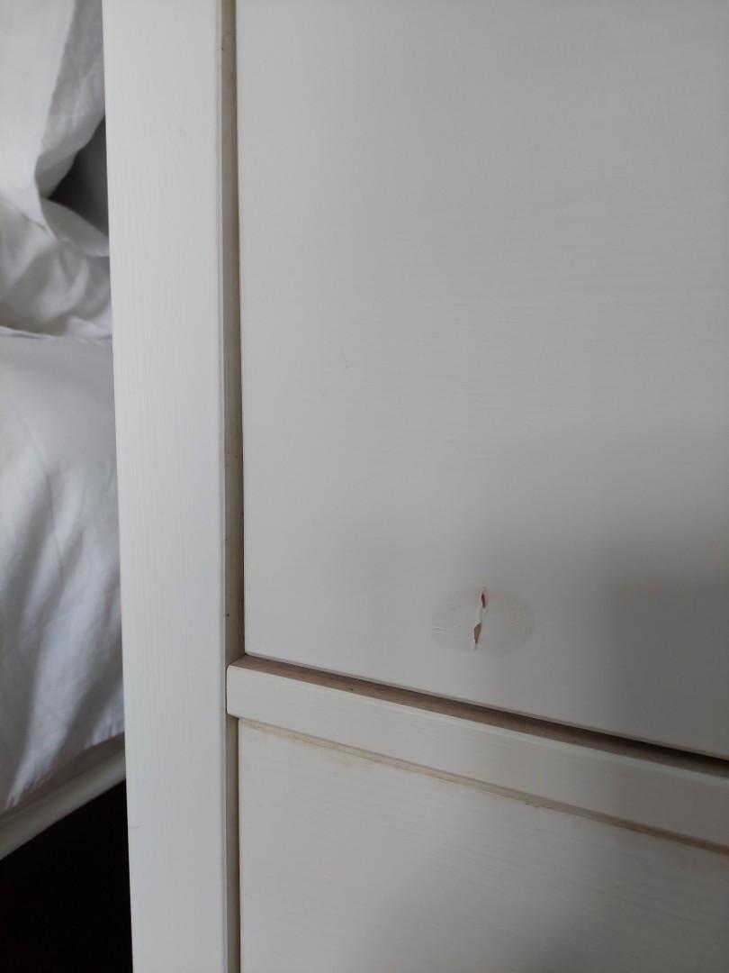 Ikea Hemnes White 3 Drawer Chest with Gold Ribbon Knobs, Furniture