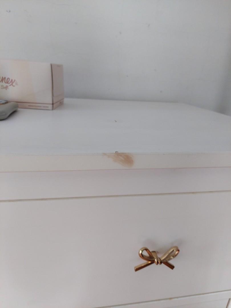 Ikea Hemnes White 3 Drawer Chest with Gold Ribbon Knobs, Furniture