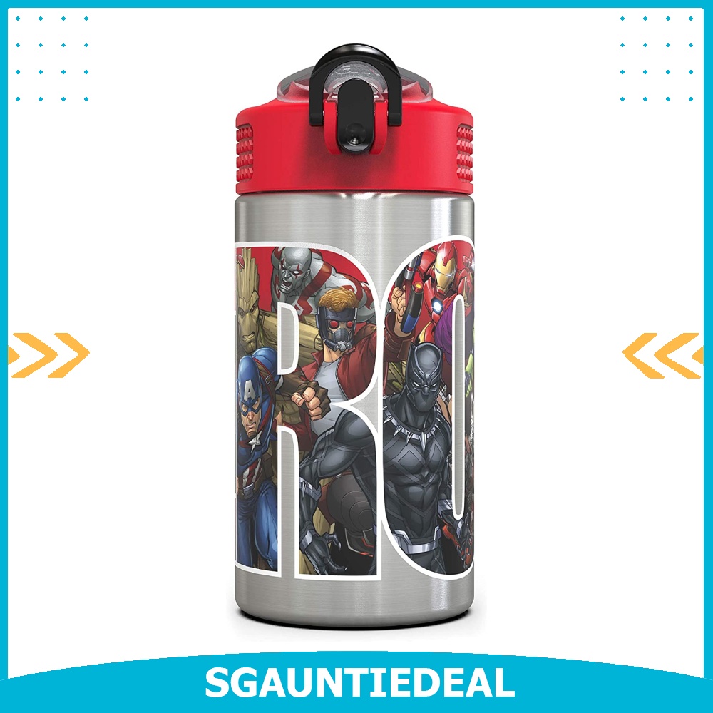 [instock] Zak Designs Marvel Universe Stainless Steel Water Bottle with One Hand Operation