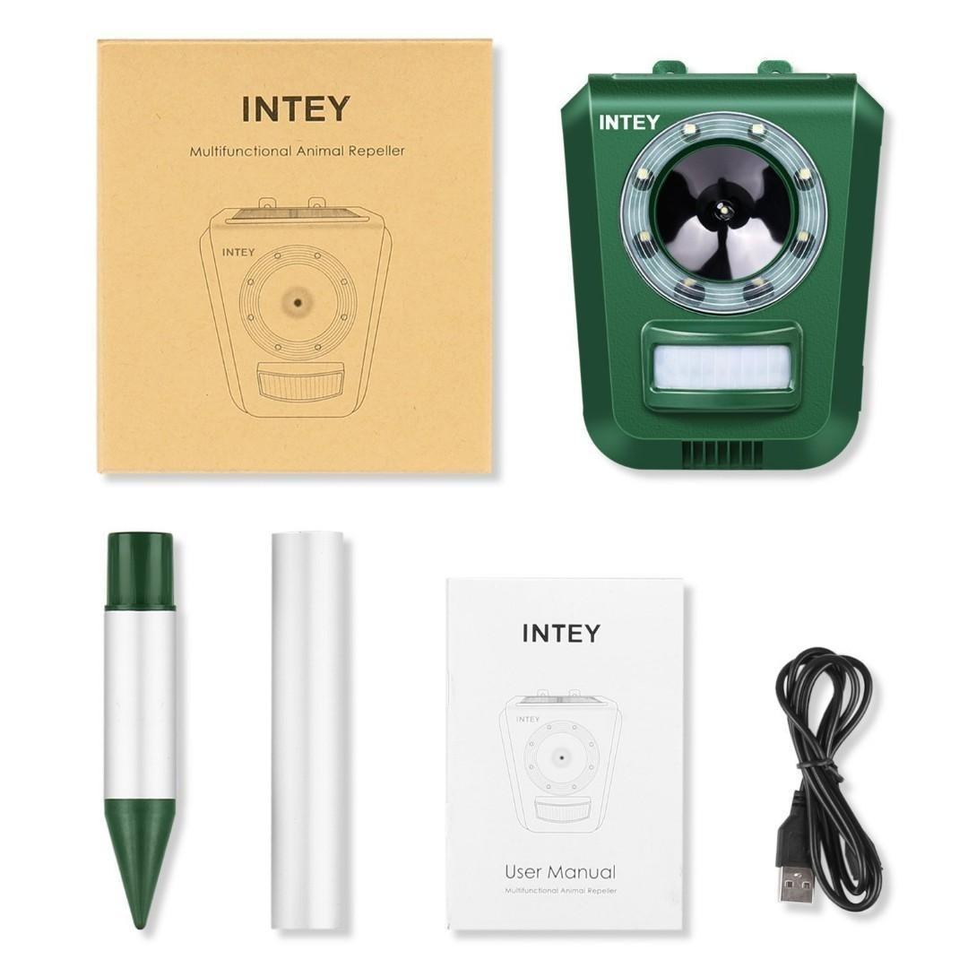 INTEY Animal Repellent Solar Ultrasonic Pest Control with Automatic