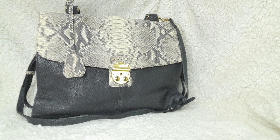 Authentic Jean Louis Scherrer Snakeskin Two Way Bag, Luxury, Bags & Wallets  on Carousell