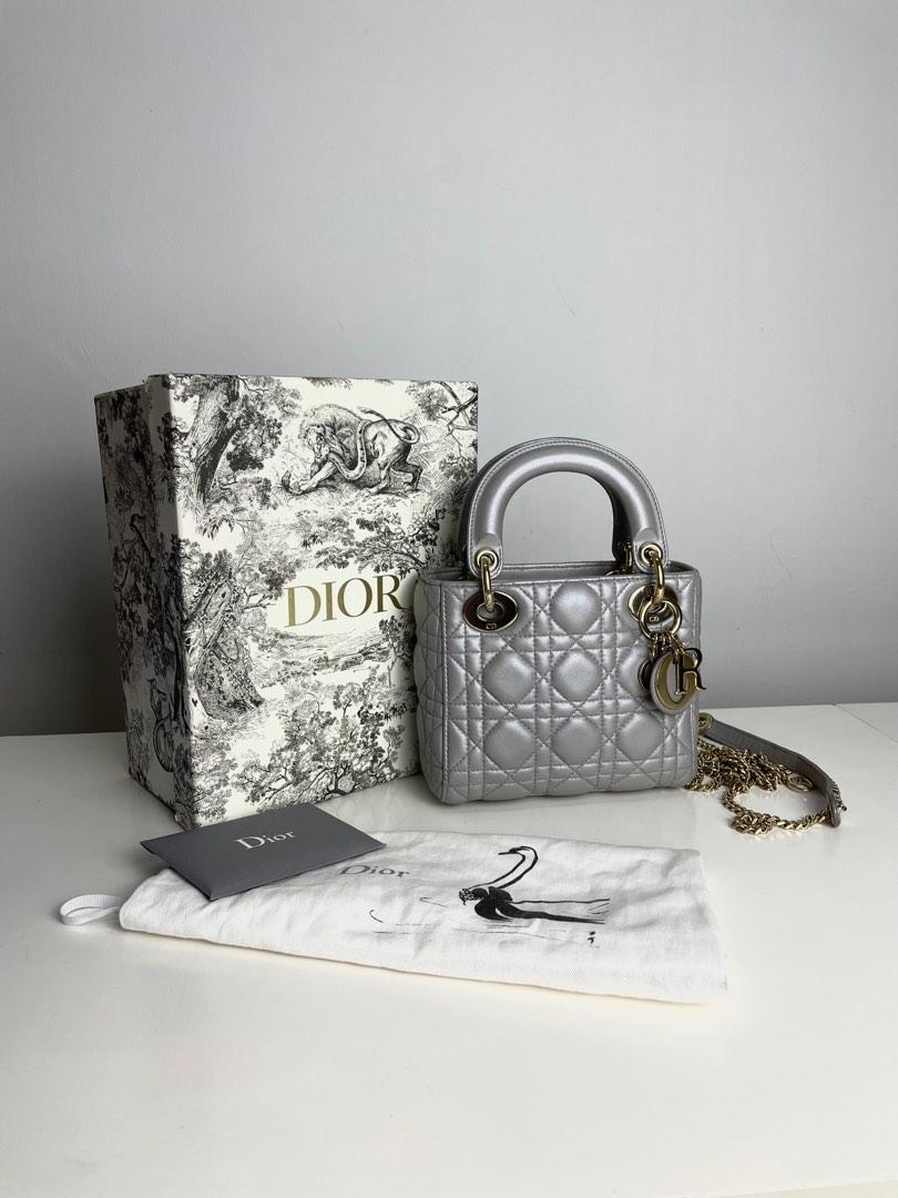 Lady Dior Mini In Pearl Grey, Luxury, Bags & Wallets On Carousell