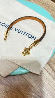 Authentic Louis Vuitton M00466 Gold Silver Heart LV Bracelet Metal 16-20cm