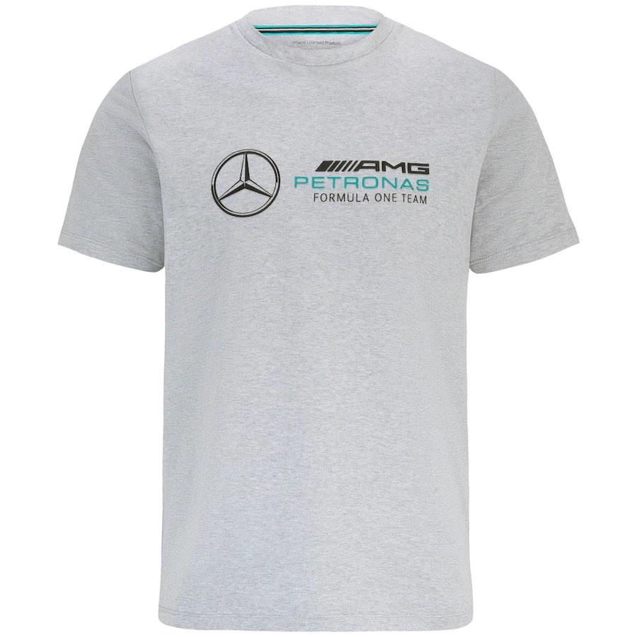 Mercedes AMG Petronas F1 Large Logo T Shirt Grey Unisex Men s