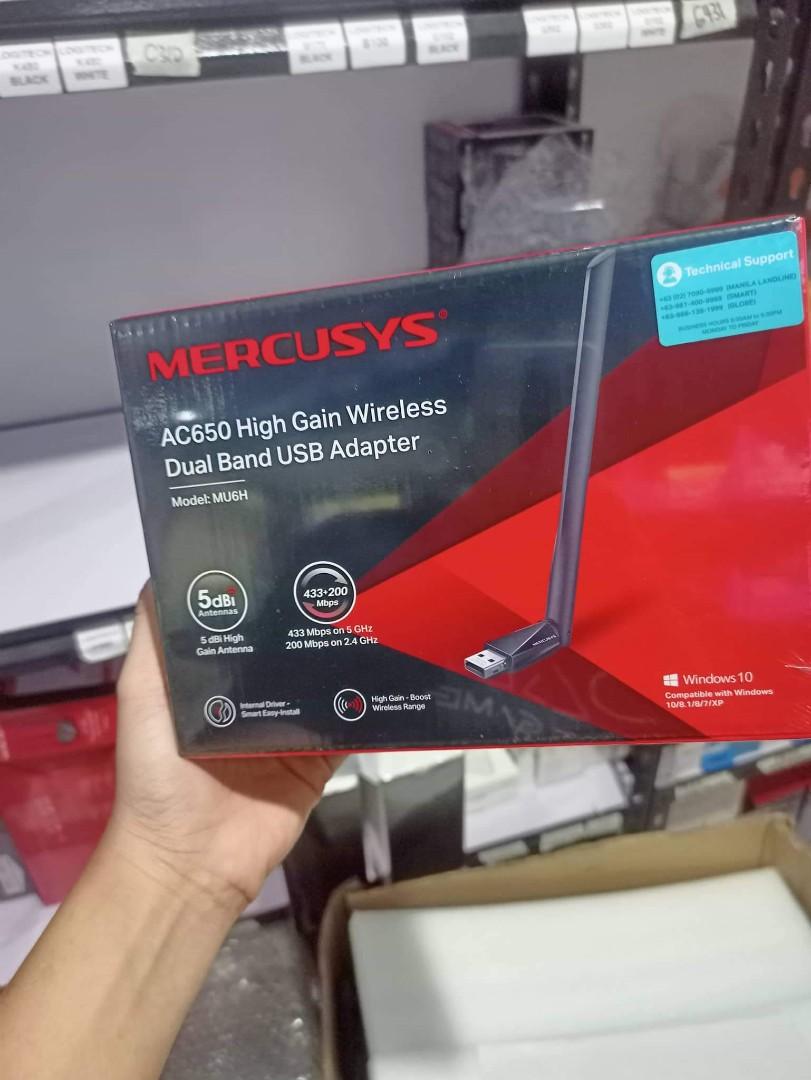 Mercusys MU6H AC650 High Gain Wireless Dual Band Wi-Fi USB Adapter ...