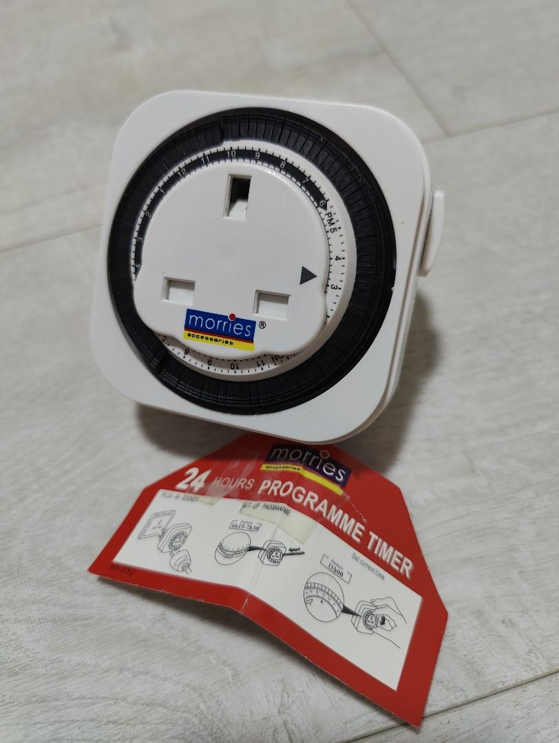 Morries Programmed Timer (Category: Electrical, Adaptors & Sockets) located in Singapore. Submitted by sleepyan (Listing ID 1190646862, Image 1). Description: Used for a few months and upgraded to Google Home. Comes with a small piece of Operation Instructions from the packaging which I kept for future use..