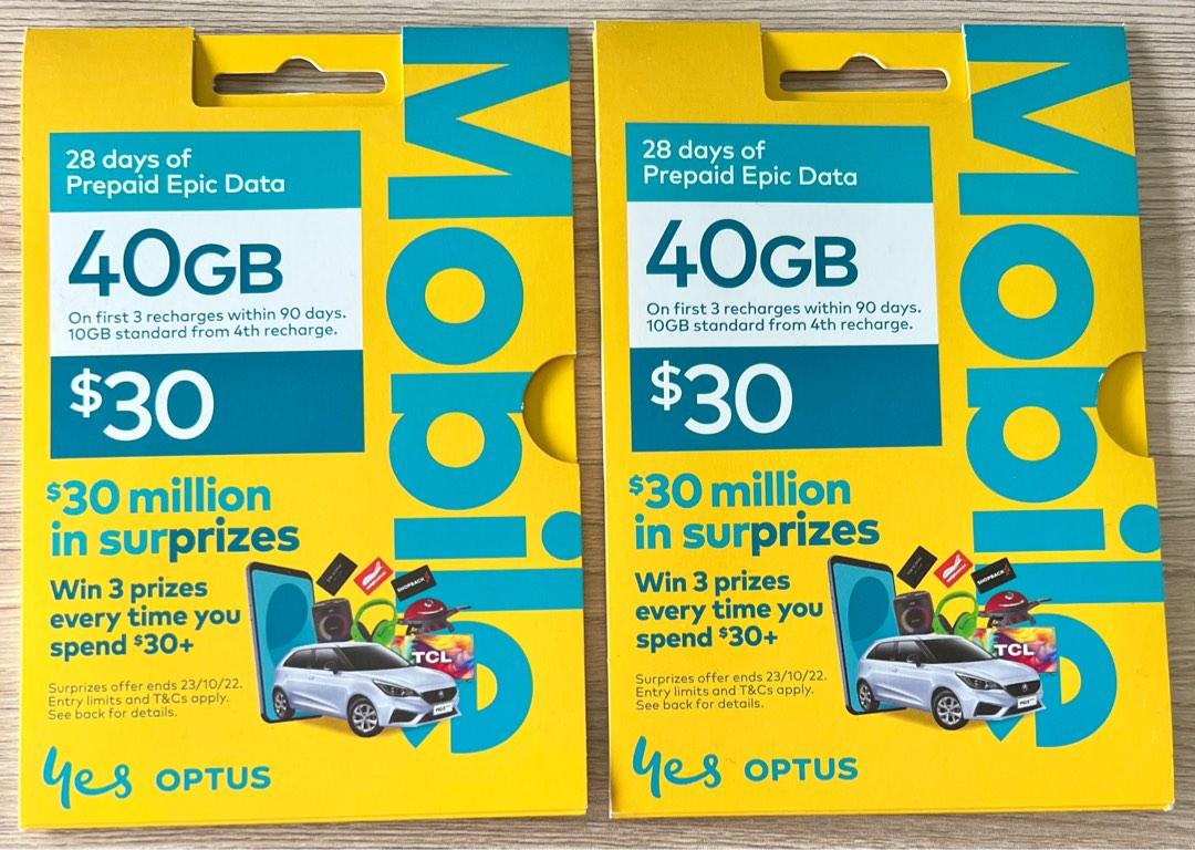 Optus 40GB sim cards, Mobile Phones & Gadgets, Mobile & Gadget