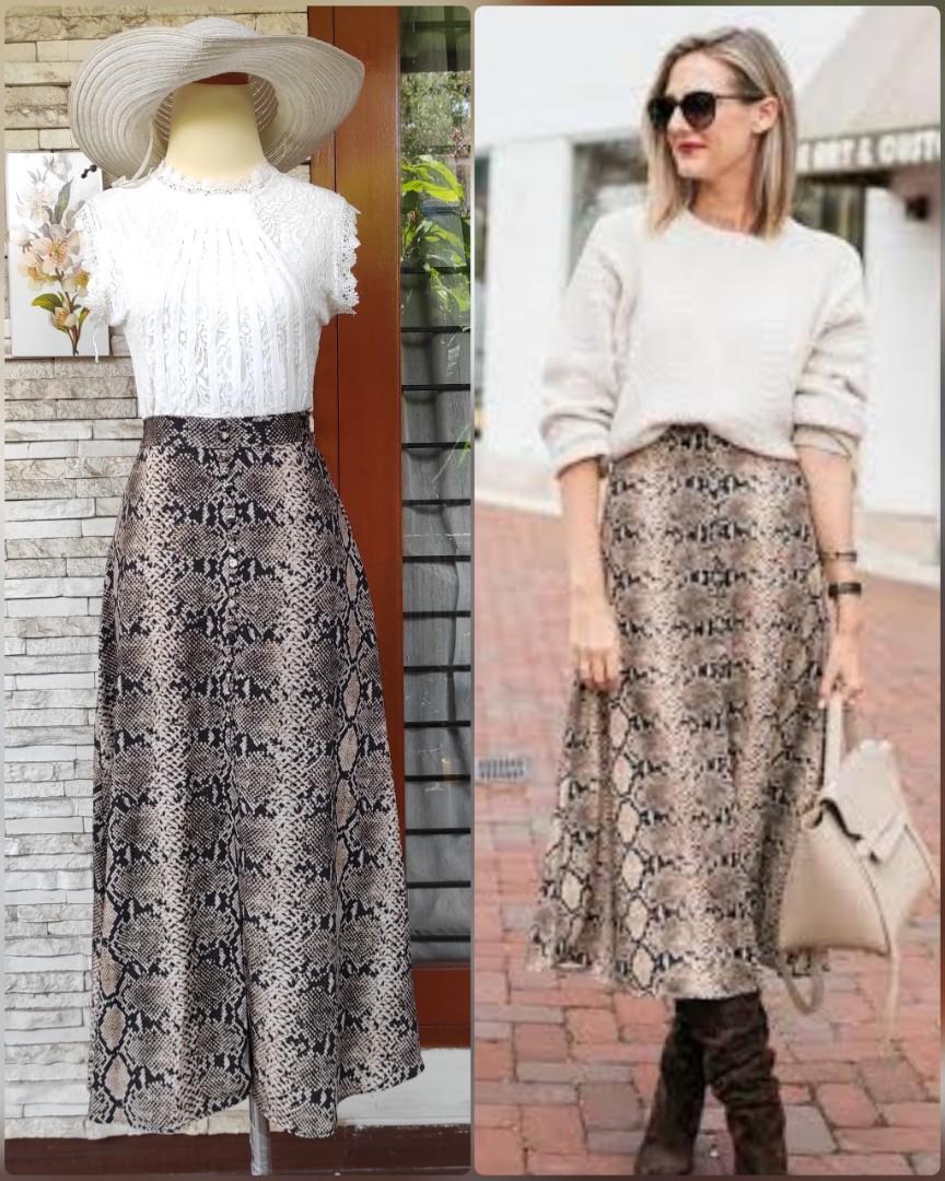 PRELOVED ZARA MAXI LONG SKIRT ROK PANJANG MIDI ULAR VINTAGE PREMIUM BRANDED Fesyen Wanita Pakaian Wanita Gaun Rok di Carousell