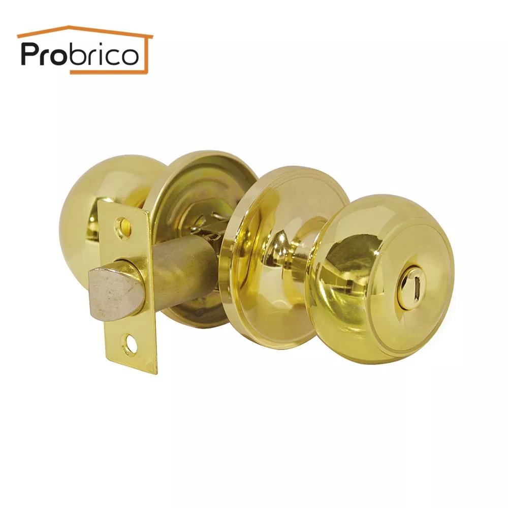 Probrico Gold brass Door handles for Interior doors Round Front back