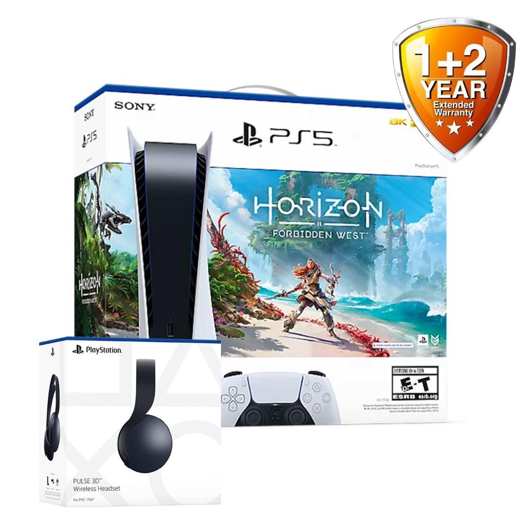 PS5 (Disc) Horizon Forbidden West Bundle (MY Set) PlayStation 5 Headset +  Extended Warranty