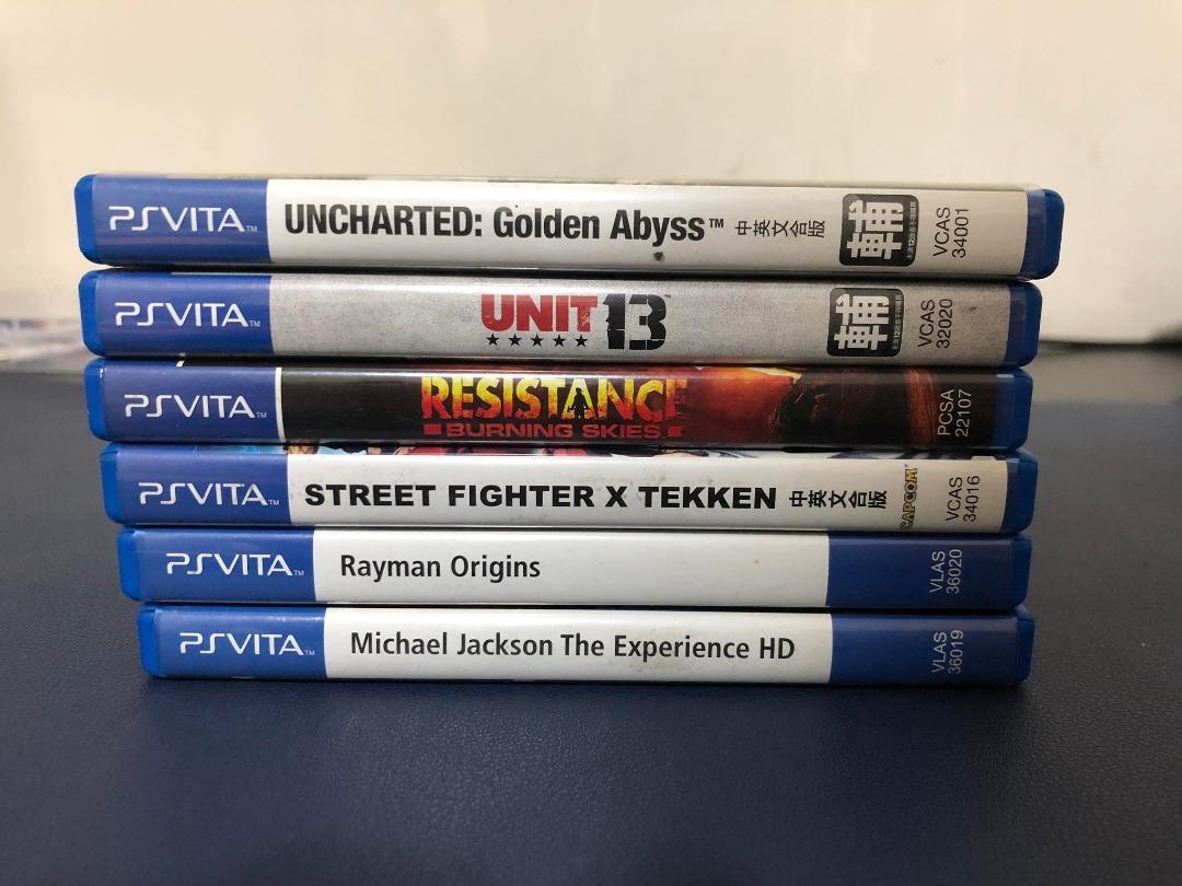 PS Vita Games (Category: PlayStation) located in Caloocan City. Submitted by Andie_CheapSales (Listing ID 1190643846, Image 3). Description: P650 Each Game P3600 Bundle Games: Street Fighter vs Tekken Unit 13 Uncharted: Golden Abyss [SOLD] Resistance: Burning Skies/ Michael Jackson: The EXPERIENCE Rayman Origins.
