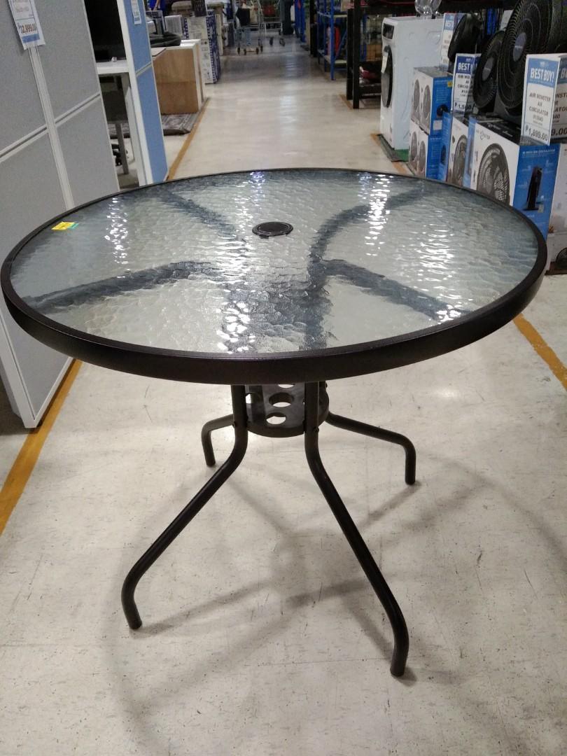 ROUND GLASS OUTDOOR TABLE 4SEATER, Furniture & Home Living, Outdoor