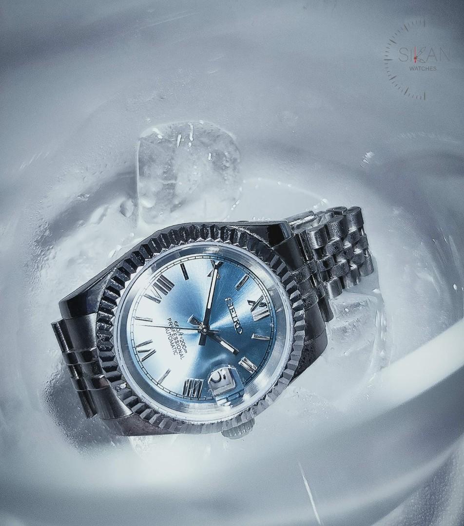 Seiko Mod DateJust with Rhodium Roman Numerals Ice Blue Dial, Men's  Fashion, Watches & Accessories, Watches on Carousell