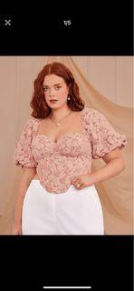 SHEIN Puff Sleeve Crop Bustier Top