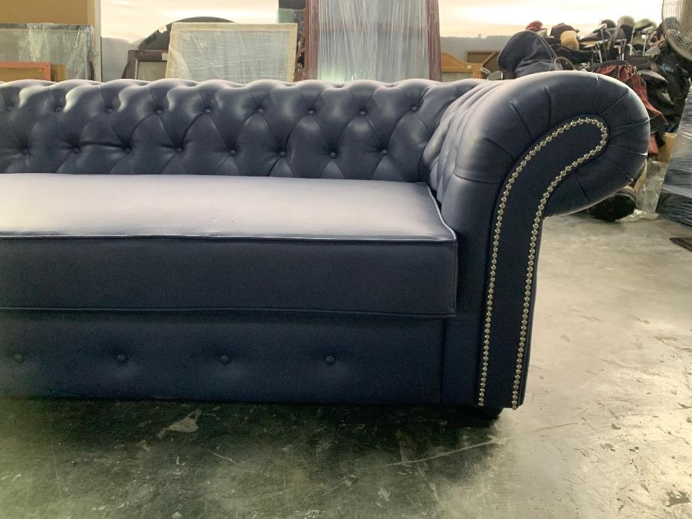 (S)Leather Chesterfield 3 Seater Sofa Blue Colour / Sofa Kulit