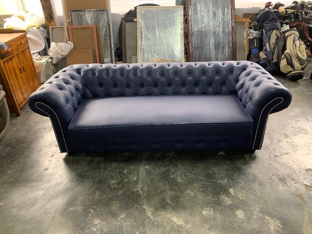(S)Leather Chesterfield 3 Seater Sofa Blue Colour / Sofa Kulit