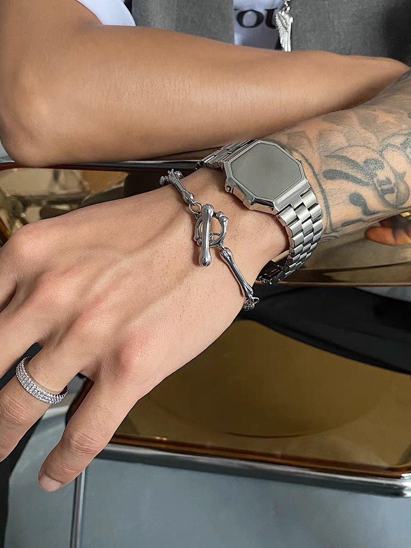 Sliver Titanium Men Bone Bracelet Luxury Accessories on Carousell