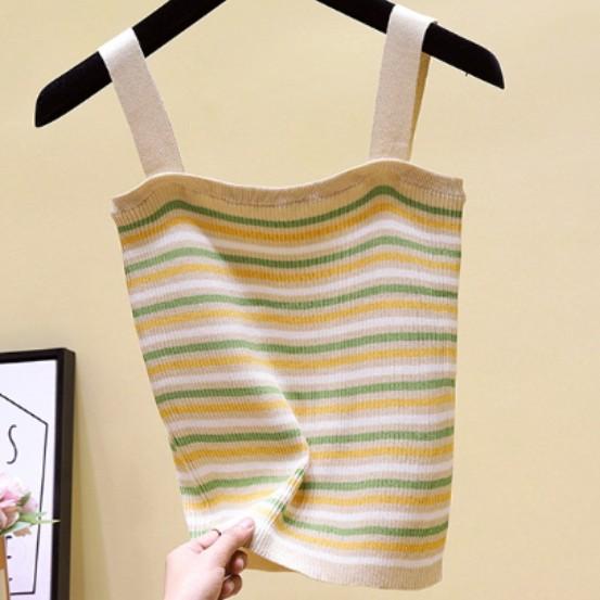 Bandage Striped Spaghetti Strap Top