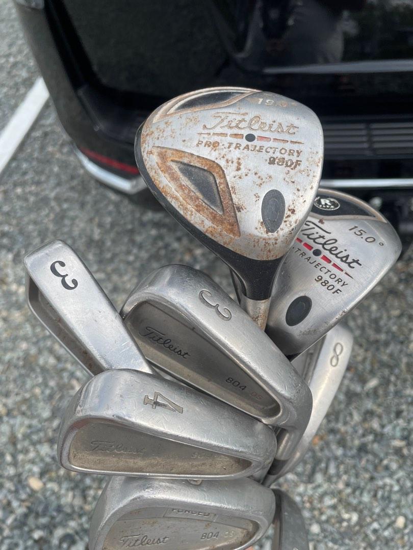 Titleist 804 irons and woods (Category: Other Sports Equipment and Supplies) located in Manila. Submitted by kyleramooos (Listing ID 1190587250, Image 1). Description: Titleist 804 irons (incomplete 7,9i) 3,4,5,6,8,p + 2pcs wood 2k.