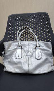 Tods silver drawstring bag
