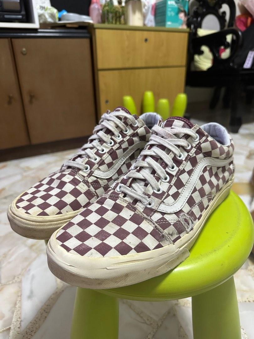 Vans Old Skool Checkerboard Red Canvas Men s Fashion Footwear
