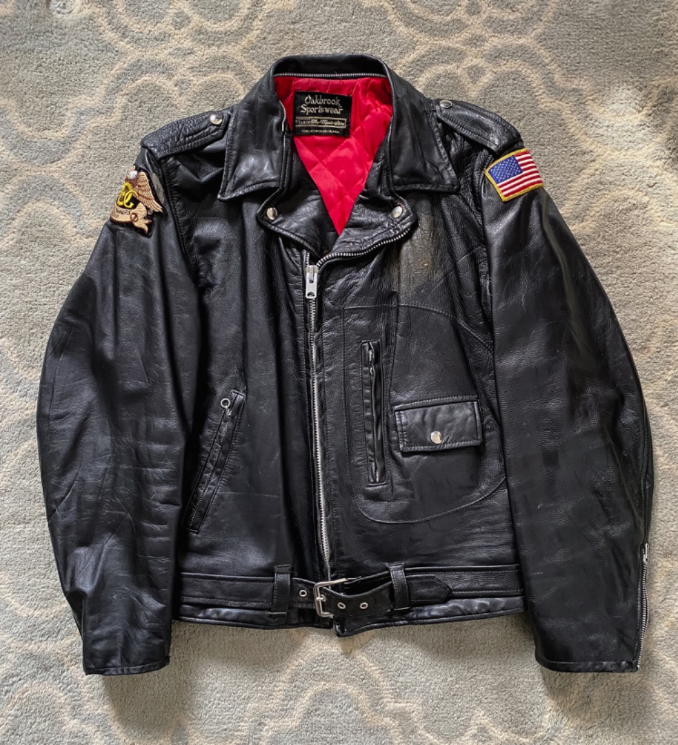 Vintage Biker / Motorcycle Leather Jacket D-Pocket by Oakbrook ...