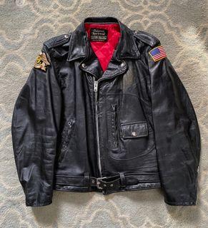 Vintage Biker / Motorcycle Leather Jacket D-Pocket by Oakbrook Sportswear